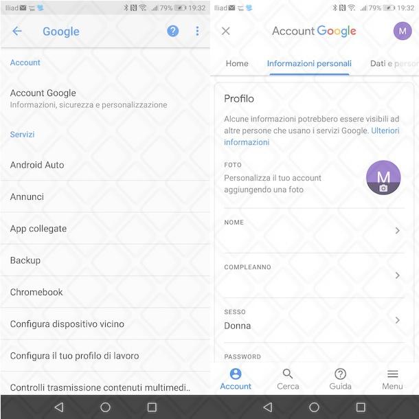 Modifica immagine profilo Google su Android