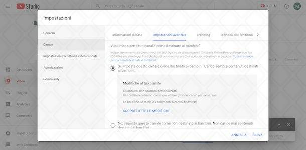 Creare canale YouTube adatto ai bambini