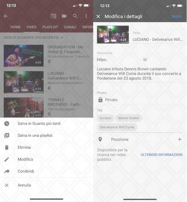 Tutorial su come rendere privato un video su YouTube tramite l'app